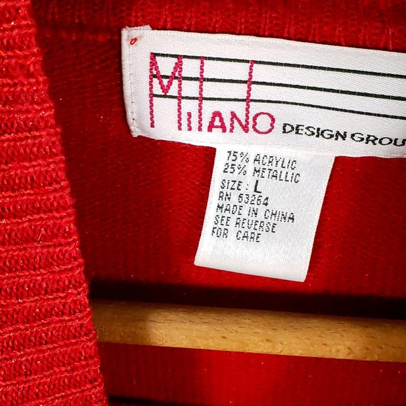 Vtg Milano Design Group Sweater Women's Large Red Sparkle Pullover Holiday Vibe - Picture 3 of 6